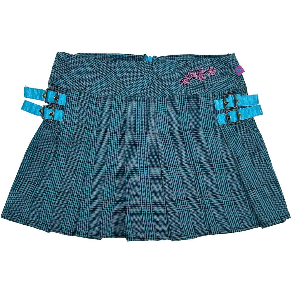 VTG y2k Women's Blue Plaid Low Rise Stuff by Hilary Duff Bratz Micro Skirt Sz 26